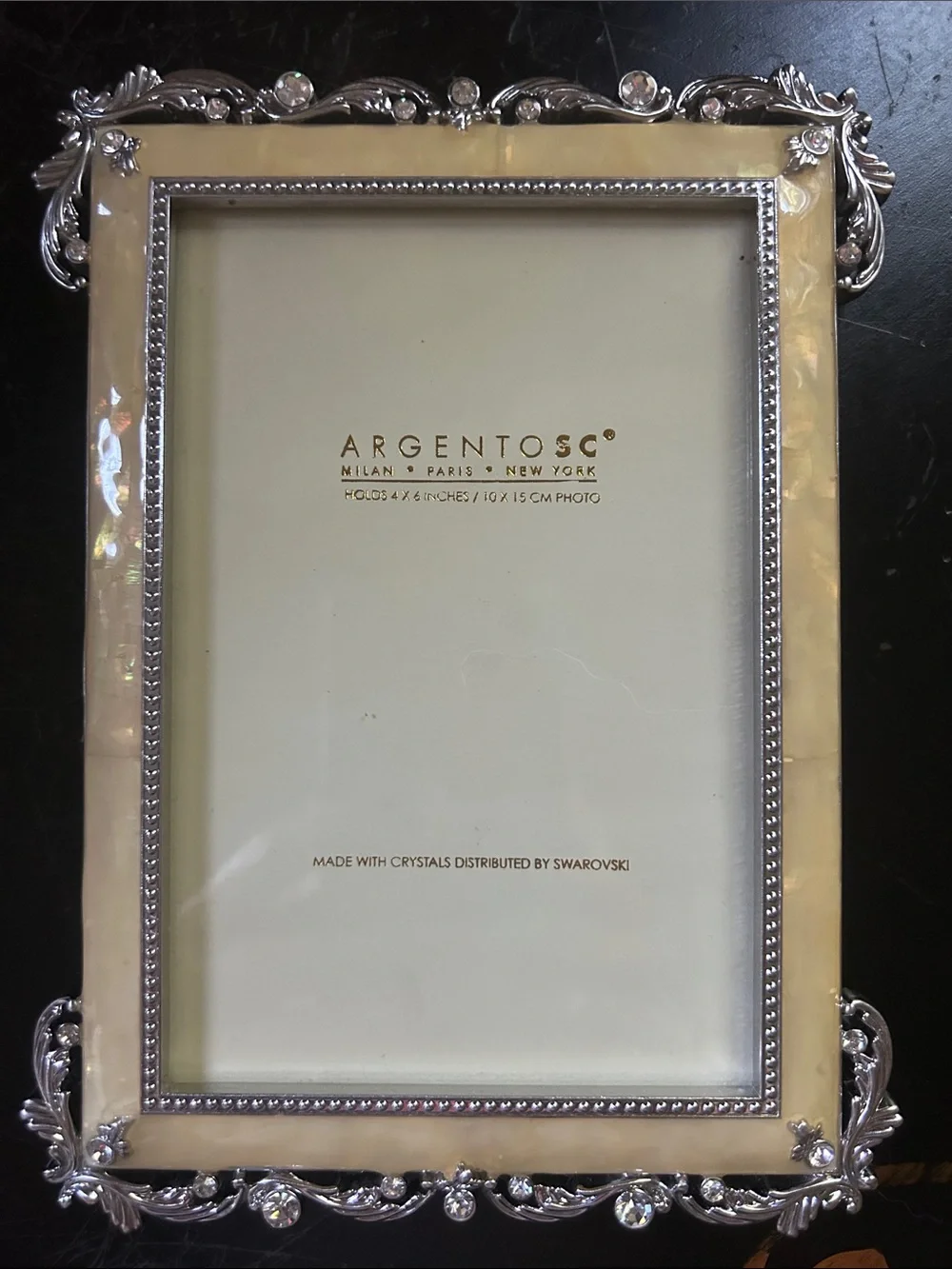 Silver and Ivory Crystal Photo Frame - Elegant Home Accent